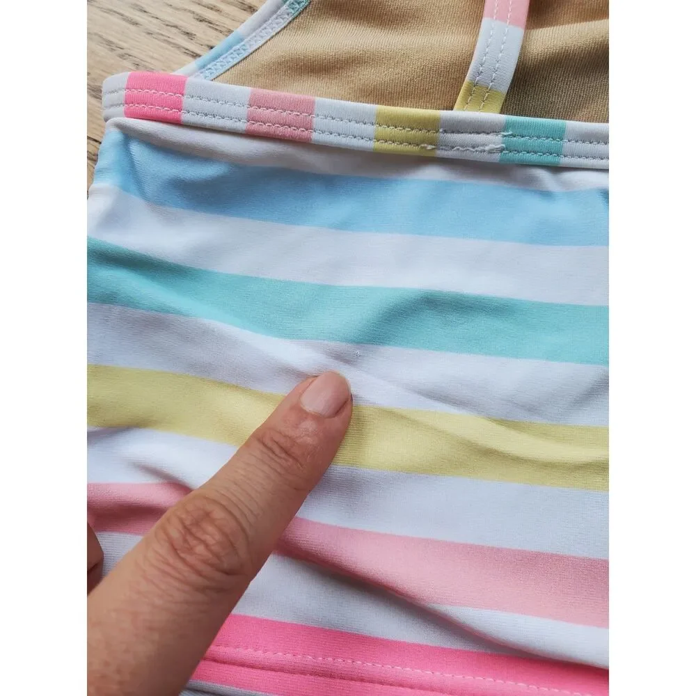 18-24M Lot of 3 Rashguard Swim Set for Toddler Girls Rainbow Stripes FAIR/Play